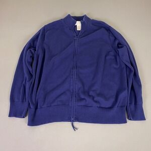 Studio Works Cardigan Sweater Women's Plus Size 2X Blue 100% Cotton Zip Up